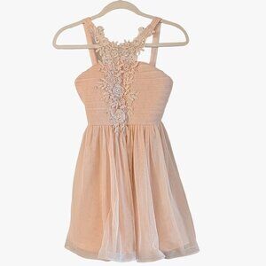 Sequin Hearts Blush Lace Tulle Dress Size 12 Formal Dress